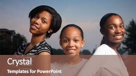  Presentation with black girls - Amazing PPT layouts having black youth - three beautiful smiling teenage african backdrop and a tawny brown colored foreground