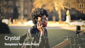  Presentation with urban youth - Slides having black youth - urban girl doing a call background and a  colored foreground