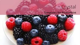  Presentation with white plate - Slide set consisting of blackberries-raspberry-and-blueberrys background and a coral colored foreground