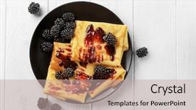  Presentation with blackberry - Presentation design consisting of blackberry - delicious thin pancakes served background and a mint green colored foreground