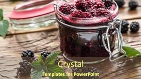  Presentation with blackberry - Slide set having blackberry-confiture-on-old-wooden background and a tawny brown colored foreground