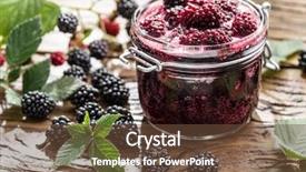  Presentation with blackberry - PPT theme having bramble - blackberry confiture on old wooden background and a tawny brown colored foreground