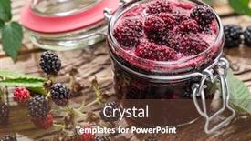  Presentation with blackberry - Presentation design featuring blackberry confiture on old wooden table several fresh berries are near it background and a tawny brown colored foreground