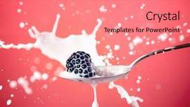  Presentation with milk splash - Audience pleasing PPT layouts consisting of blackberry splash in milk isolated backdrop and a coral colored foreground