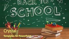  Presentation with school apple - Presentation design with blackboard and desk apple background and a tawny brown colored foreground