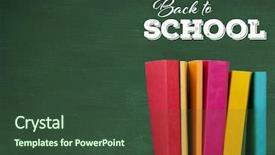  Presentation with digital books - PPT layouts having blackboard and desk with book background and a  colored foreground