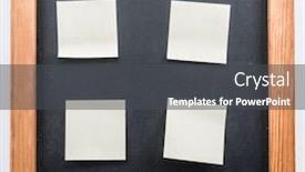  Presentation with stuck - Beautiful PPT theme featuring blackboard and sticky notes stuck to the front white background backdrop and a dark gray colored foreground