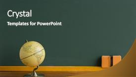  Presentation with culture - PPT theme with blackboard and terrestrial globe background and a tawny brown colored foreground