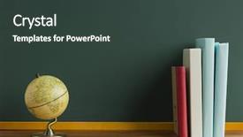  Presentation with globe - Presentation with blackboard and terrestrial globe background and a tawny brown colored foreground