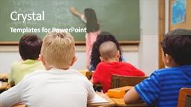  Presentation with elementary school career day and technology and black female teacher - PPT theme enhanced with blackboard at the elementary school background and a gray colored foreground