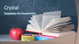  Presentation with school apple - Audience pleasing presentation theme consisting of blackboard back to school backdrop and a ocean colored foreground