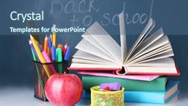  Presentation with school desk - Presentation having blackboard back to school background and a ocean colored foreground