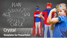  Presentation with king crown - Slide deck having blackboard background and plan background and a gray colored foreground