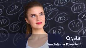 Presentation with business woman standing on maze - Beautiful PPT theme featuring blackboard background and thinking yes backdrop and a  colored foreground