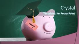  Presentation with piggy bank - PPT theme with piggy bank with black graduate background and a ocean colored foreground