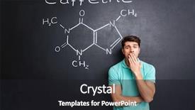  Presentation with sleepy yawning man driving car - Colorful slide deck enhanced with blackboard background with drawn chemical backdrop and a  colored foreground