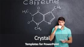  Presentation with young man on the phone - Colorful theme enhanced with blackboard background with drawn chemical backdrop and a dark gray colored foreground