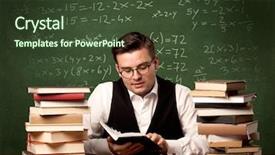  Presentation with math teacher - PPT theme having blackboard full of math background and a tawny brown colored foreground