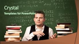  Presentation with math teacher - Slide set with blackboard full of math background and a tawny brown colored foreground