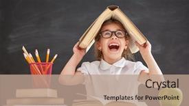  Presentation with back school - PPT theme enhanced with blackboard girl reading the book background and a  colored foreground