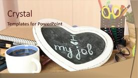  Presentation with farewell job - Beautiful slide set featuring blackboard i love my job backdrop and a lemonade colored foreground