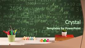  Presentation with school desk - Slide set with blackboard in the background full background and a tawny brown colored foreground