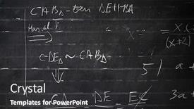 Presentation with scientific - Cool new presentation theme with blackboard-inscribed-with-scientific-formulas backdrop and a dark gray colored foreground