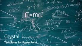  Presentation with scientific - Presentation theme with blackboard-inscribed-with-scientific-formulas background and a ocean colored foreground