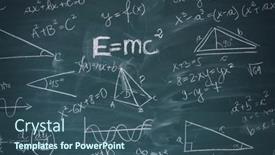 Presentation with scientific - PPT theme featuring blackboard-inscribed-with-scientific-formulas background and a ocean colored foreground