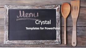  Presentation with rustic blackboard - Slide deck having blackboard menu on rustic wooden background and a dark gray colored foreground