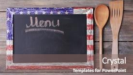  Presentation with rustic blackboard - Amazing PPT layouts having blackboard menu on rustic wooden backdrop and a  colored foreground