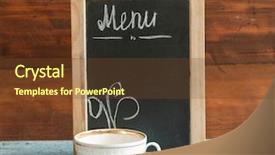  Presentation with cup coffee - Presentation theme having blackboard on wooden tabletop menu background and a tawny brown colored foreground