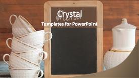  Presentation with tea coffee - PPT theme enhanced with blackboard on wooden tabletop menu background and a tawny brown colored foreground