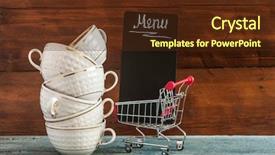  Presentation with coffee beans on a white - Slides enhanced with blackboard on wooden tabletop menu background and a tawny brown colored foreground