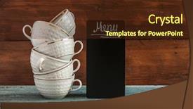  Presentation with coffee beans on a white - Theme with blackboard on wooden tabletop menu background and a tawny brown colored foreground