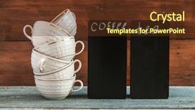  Presentation with tea coffee - Colorful PPT layouts enhanced with blackboard on wooden tabletop menu backdrop and a tawny brown colored foreground