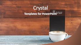  Presentation with cup coffee - Beautiful presentation theme featuring blackboard on wooden tabletop menu backdrop and a tawny brown colored foreground