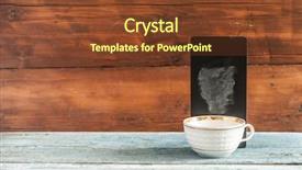  Presentation with cup coffee - Presentation theme having blackboard on wooden tabletop menu background and a tawny brown colored foreground