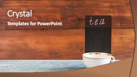  Presentation with tea cup - Cool new presentation theme with blackboard on wooden tabletop menu backdrop and a tawny brown colored foreground