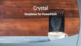  Presentation with wooden desk cup - Theme featuring blackboard on wooden tabletop menu background and a tawny brown colored foreground
