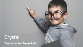  Presentation with book glasses - Audience pleasing slide set consisting of blackboard school with a book backdrop and a gray colored foreground