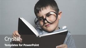  Presentation with student writing teacher - Slide set having blackboard school with a book background and a dark gray colored foreground