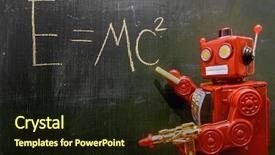 Presentation with robot - Presentation design having blackboard with a ray gun background and a wine colored foreground