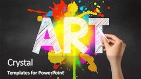  Presentation with hand holding colorful brain sketch - Audience pleasing PPT layouts consisting of communication arts - female hand holding white chalk backdrop and a dark gray colored foreground