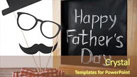  Presentation with kid s happy fathers day - Slide deck having blackboard with bow tie background and a tawny brown colored foreground