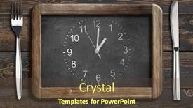 Presentation with clock face - Amazing presentation design having blackboard-with-clock-face backdrop and a tawny brown colored foreground