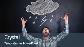  Presentation with angry - Presentation theme having blackboard with drawn raincloud background and a ocean colored foreground