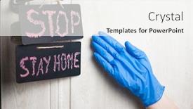  Presentation with leave - Audience pleasing slides consisting of blackboard-with-english-text-stay backdrop and a sky blue colored foreground