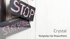  Presentation with leave - Slides having blackboard-with-english-text-stay background and a sky blue colored foreground