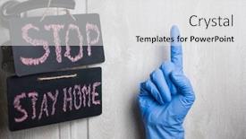  Presentation with leave - Beautiful slide deck featuring blackboard-with-english-text-stay backdrop and a white colored foreground